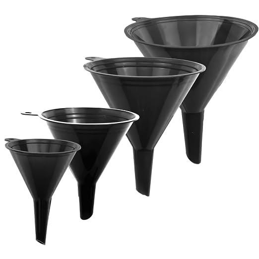 Funnels for Kitchen Use – Black Set in 4 Sizes | Durable, Non-Toxic Food Grade by LIQVEE