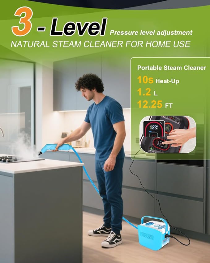 Handheld Steam Cleaner for Home, 10s Heat-Up/2.1 Qt Tank/4.5BAR High Pressure - Image 2