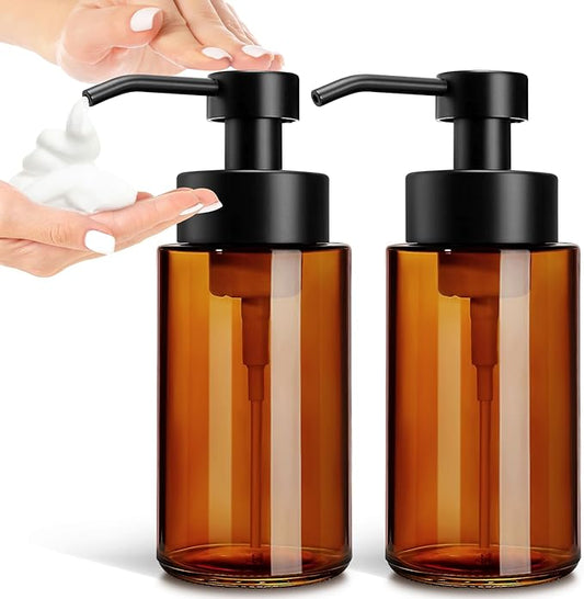 GMISUN Glass Foaming Soap Dispenser, 10 Fl oz / 300ml Amber Glass Soap Dispenser by GMISUN