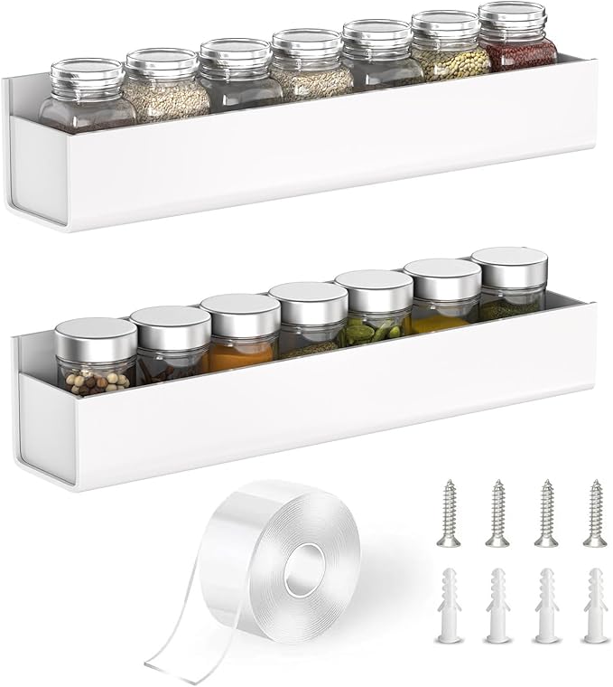 PMMASTO Adhesive Acrylic Spice Rack Organizer by PMMASTO