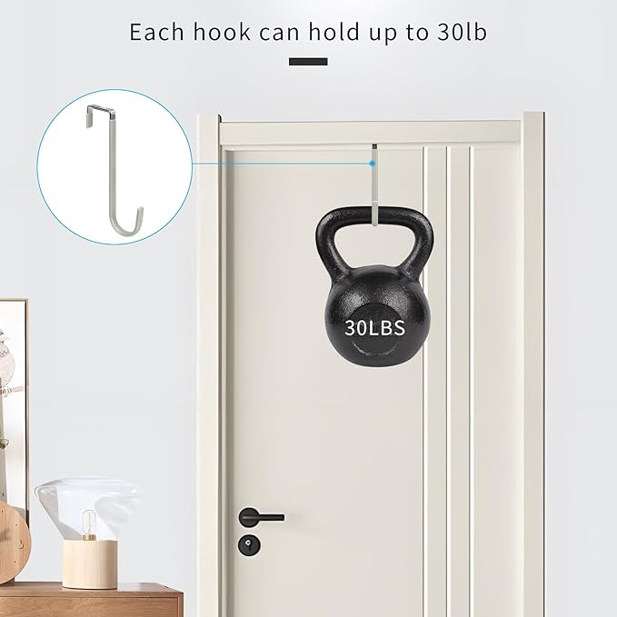 FYY Over The Door Hooks, 4 Pack Upgraded Long Door Hangers Hooks - Image 4