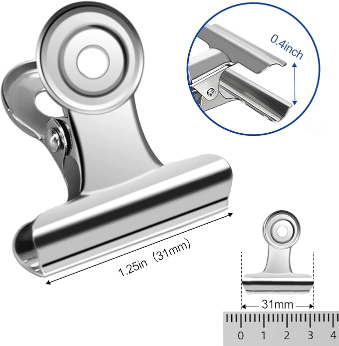 30 Pack Small Bull Clips 1.22 Inch Mini Metal Hinge Clips Binder Paper Hinge - Image 2