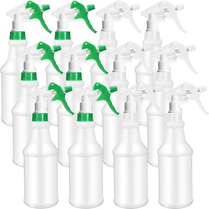 Eccliy 12 Pcs 16 Oz Plastic Spray Bottle, Adjustable Empty Reusable Sprayer by Eccliy