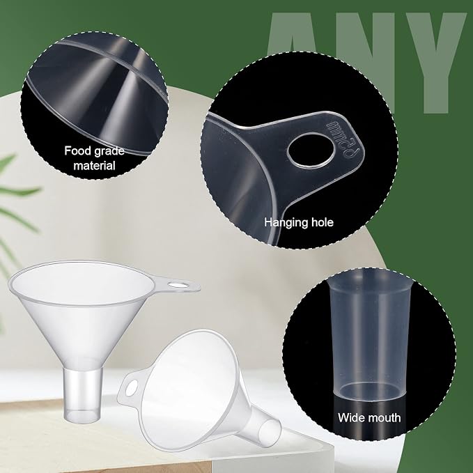 4 Packs Small Plastic Funnel for Filling Small Bottles 2.56 Inch Clear Wide - Image 3