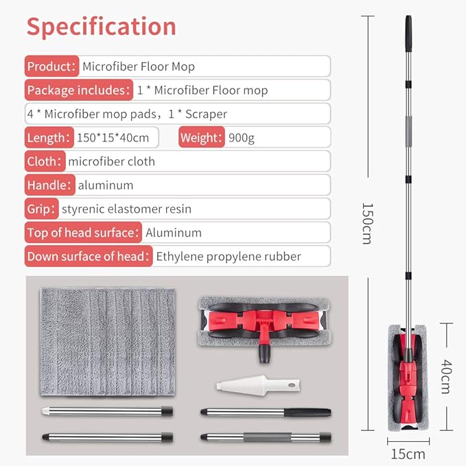 MEXERRIS Microfiber Mops for Hardwood Laminate Tile Floor Cleaning: Stainless - Image 5