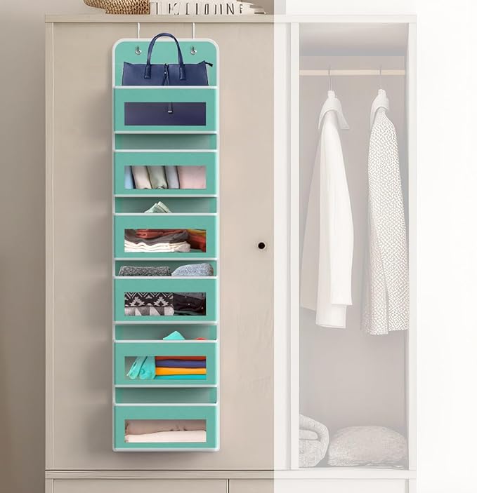 Simple Houseware 6 Clear Window Pocket Over Closet Door Storage Hanging - Image 4