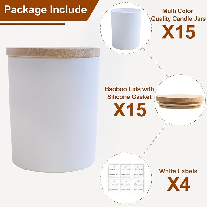 CONNOO 15 Pack Colorful Glass Candle Jars - Image 3