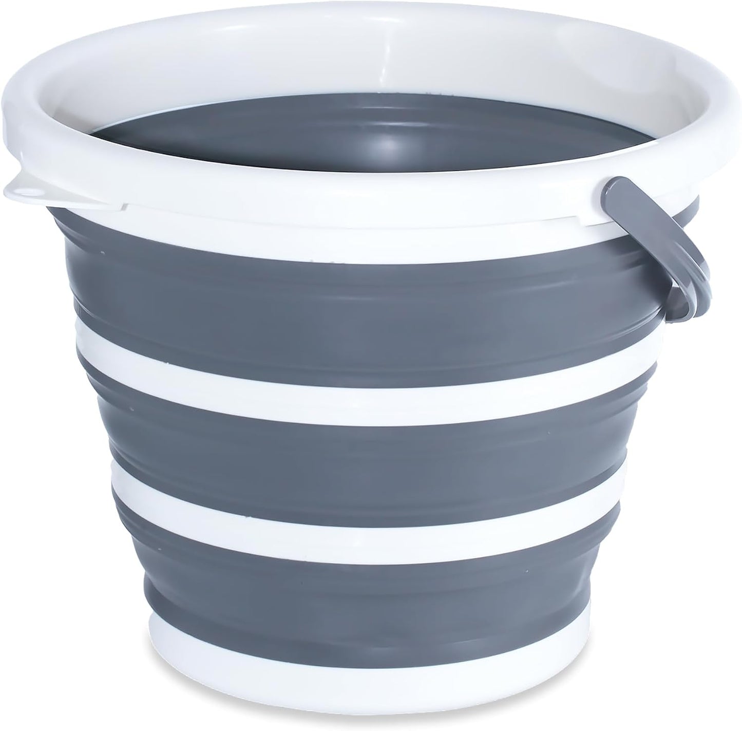10L Round Collapsible Bucket, 2.6 Gallon Portable Folding Water Container with Handle for Camping, Fishing, Hiking, Travel & Gardening