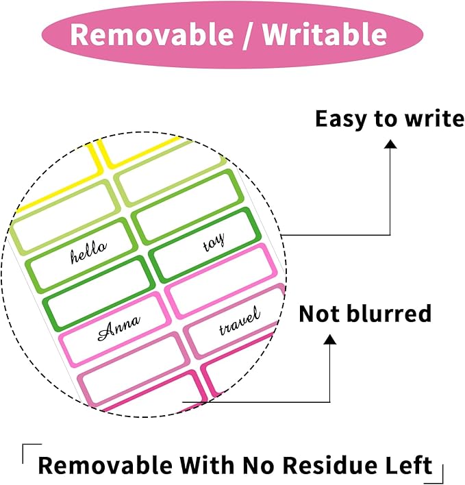 STARLIBOO Removable Labels, Removable Colored Labels Stickers, 1x3 Inch - Image 2