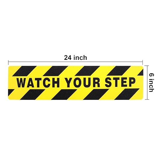 Boao 12 Pieces Watch Your Step Stickers Sign 6 x 24 Inch Caution Watch Your - Image 2