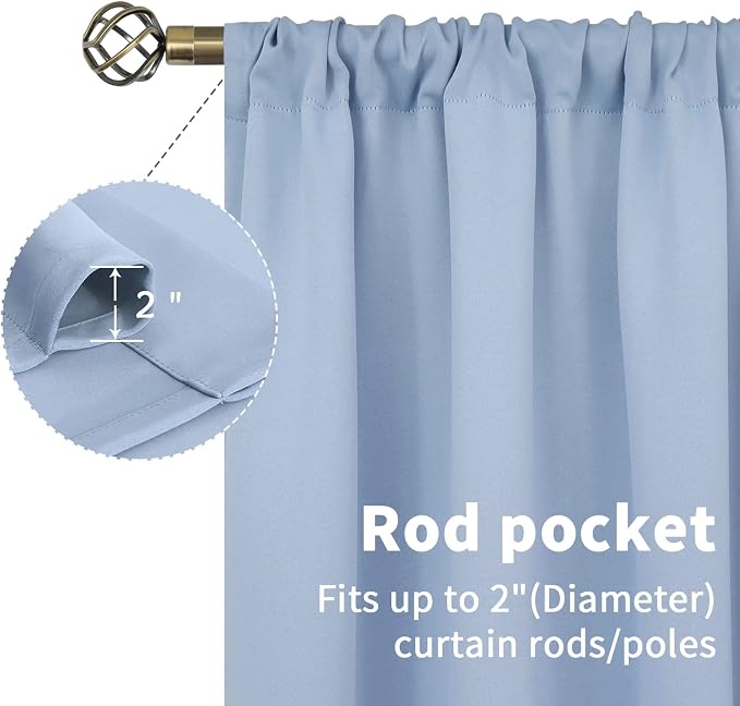 BGment Baby Blue Room Darkening Curtains - Image 5