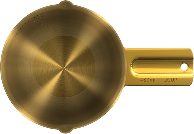 Color Up 2 Cup Measuring Cup, 480ml Gold Stainless Steel Metal Measuring Scoop - Image 6