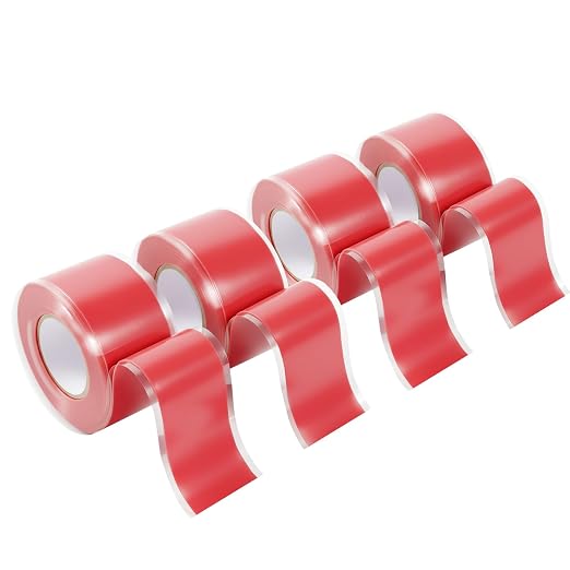 Self Fusing Silicone Tape 4 Rolls 1 in x 10' Red Waterproof Rescue Tape Rubber by Unknown