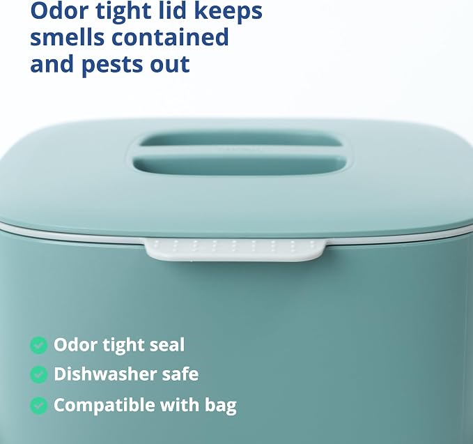 Blue Ginkgo Kitchen Compost Bin – Filter-Free, Odor-Tight Countertop Food Waste - Image 4