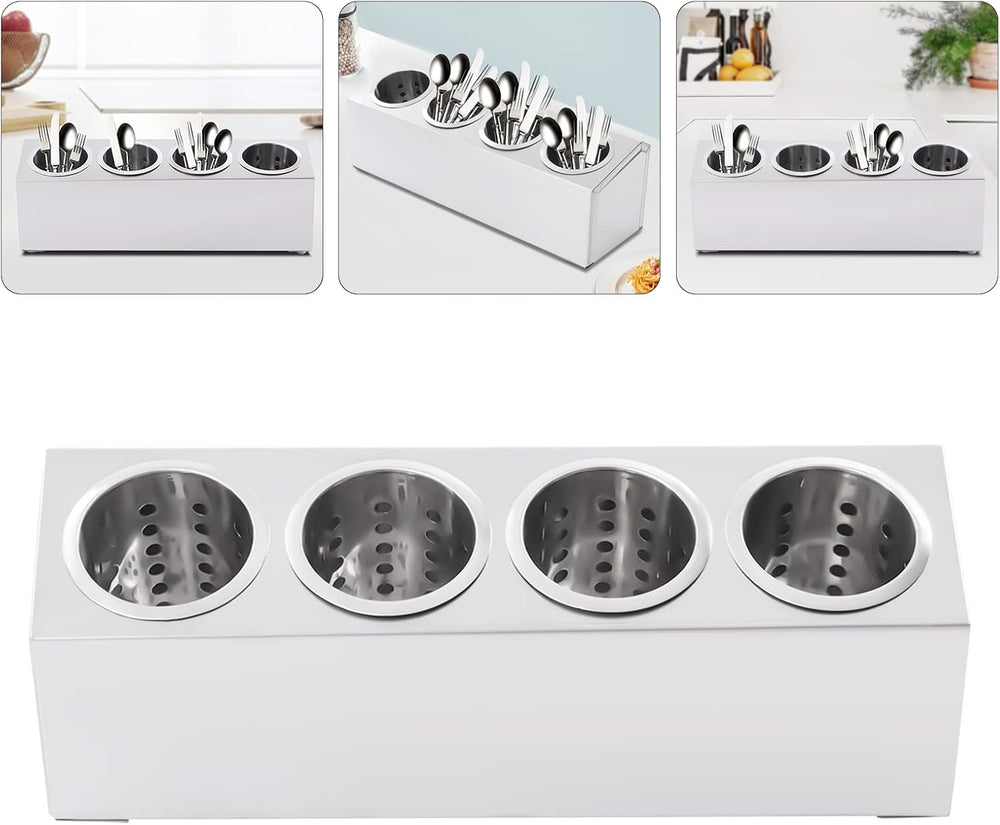 Flatware Organizers, Modern Minimalist Stainless Steel Utensil Holder, 4 Hole...