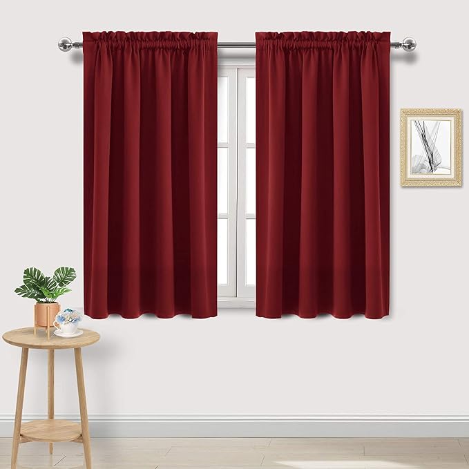 DWCN Christmas Burgundy Room Darkening Blackout Curtains by DWCN