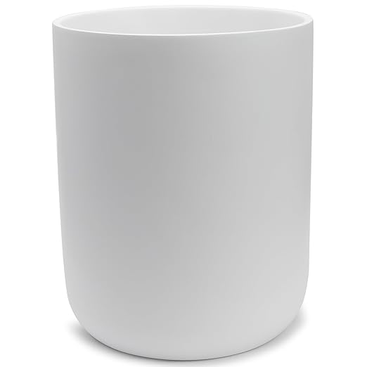 Matte White Round Compact Trash Can Mini, 2 Gallons / 7.5L Garbage Bin by YEWDesign