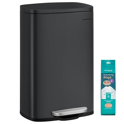 SONGMICS 13 Gallon Trash Can, Stainless Steel Kitchen Garbage Can, Recycling or by SONGMICSbySONGMICSHOME