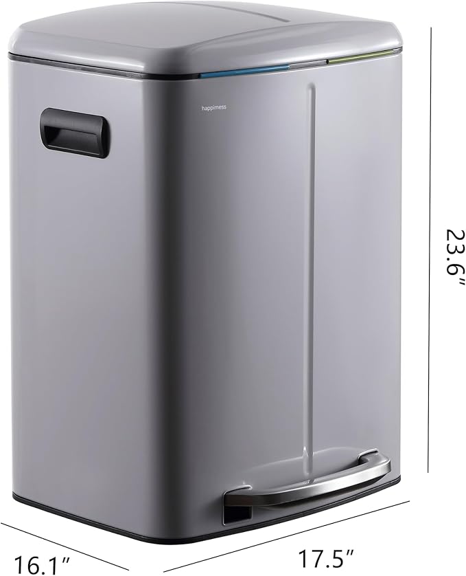 happimess HPM1005I Marco Rectangular 10.6-Gallon Double Bucket Trash Can - Image 4