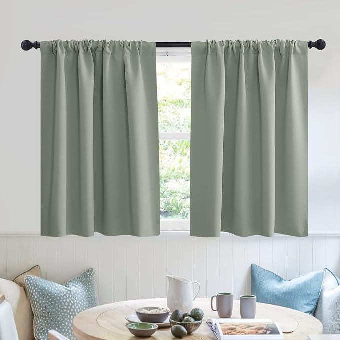 RYB HOME Dorm Curtains Room Darkening, 30 inch Length Privacy Window Treatment by RYBHOME