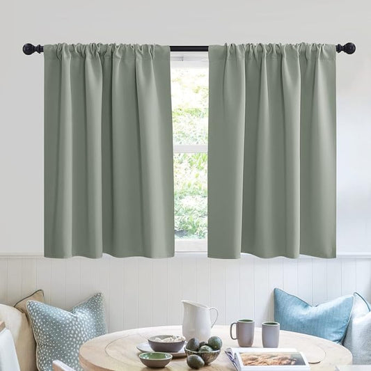 RYB HOME Dorm Curtains Room Darkening, 30 inch Length Privacy Window Treatment by RYBHOME