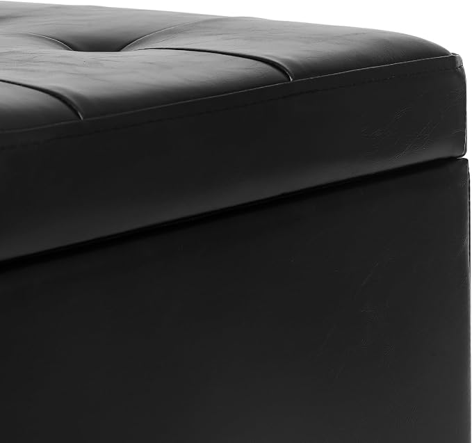 Adeco Faux Leather Storage Ottoman Bench - Image 6