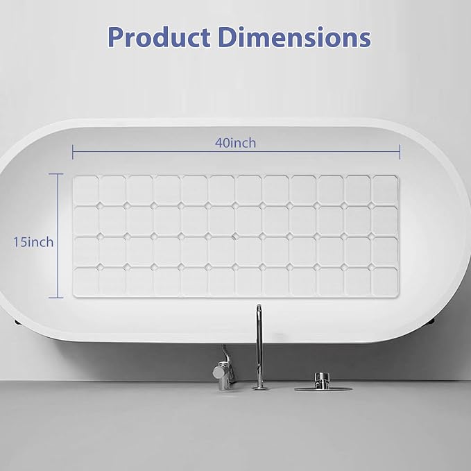 Bathtub Mat Non Slip Silicone Foldable Extra Long Tub Mat Strong Suction Cups & - Image 5