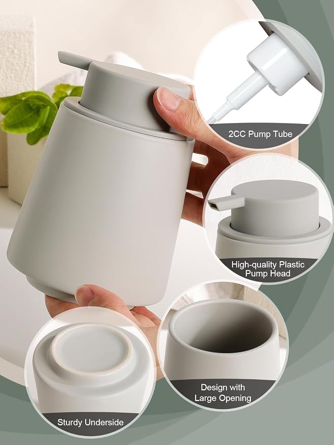 INGOFIN Ceramic Foaming Soap Dispenser -14 oz Foam Hand Soap Dispenser Bathroom - Image 4