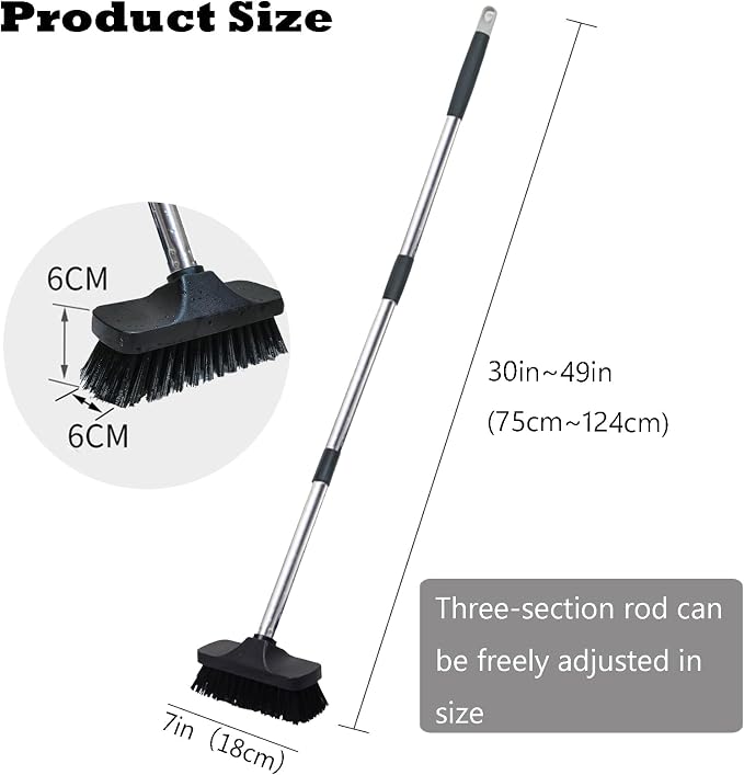 Push Broom Brush Stiff Bristles Floor Cleaning Brush Multi-Purpose Scrubber - Image 6