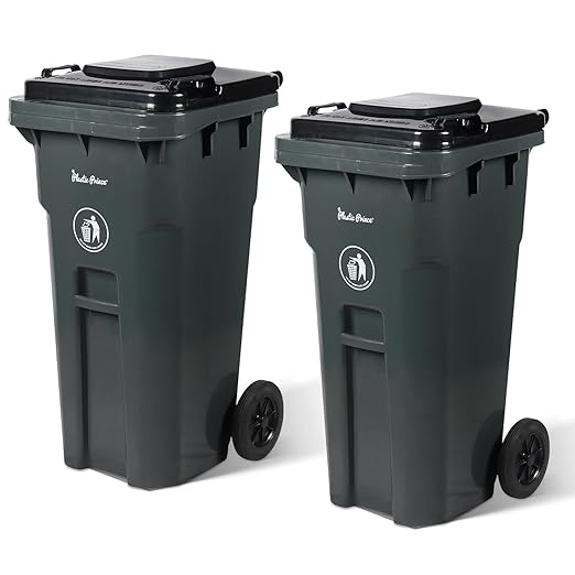 32 Gallon Trash Can Lid Outdoor Trash Can by PlasticPrince