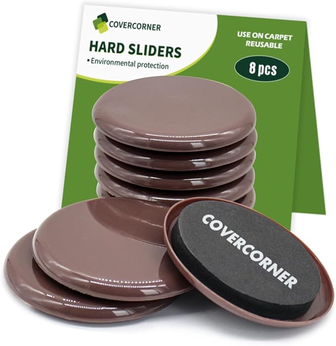 Furniture Sliders for Carpet 8 PCS by COVERCORNER