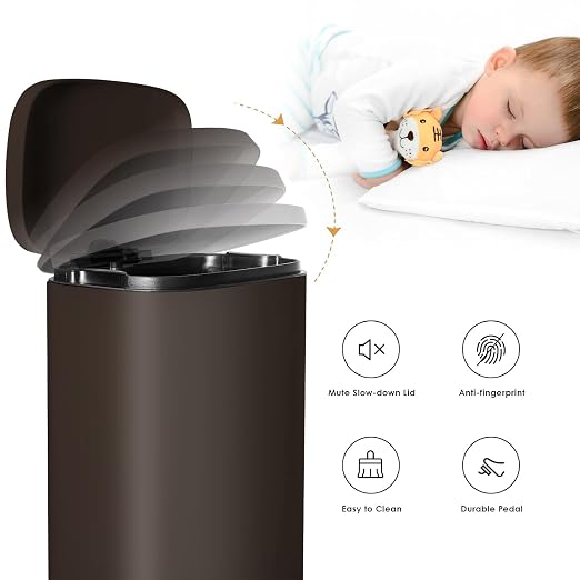 AthLike Trash Can, Stainless Steel Kitchen Garbage Can, Step Waste Bin - Image 4