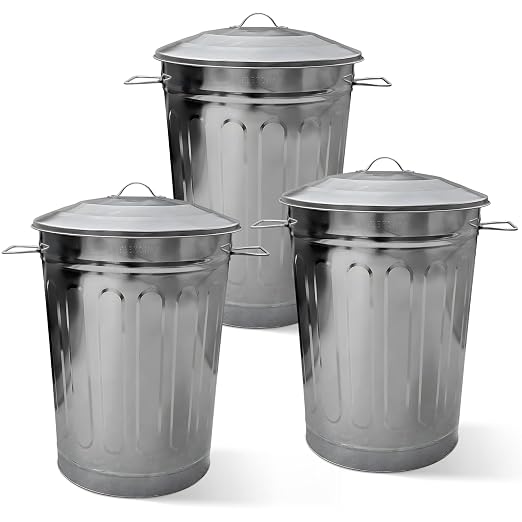 Plexon Round Trash Can 13 Gallon, Vintage Metal Outdoor Trash Can by Plexon