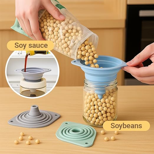 Kitchen Funnel Set, Wide-Mouth Foldable and Telescopic Design, Liquid - Image 7