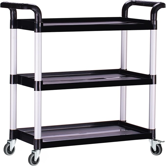 Plastic Utility Carts with Wheels, Heavy Duty 510lbs Capacity Rolling Service by PELOEMNS