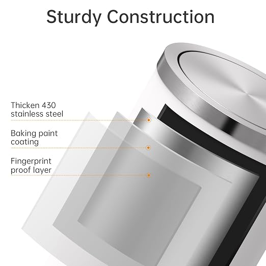 Mbillion Small Trash Can with Swing Lid 2.4 Gallons/9 Liter, Mini Trash Can - Image 3