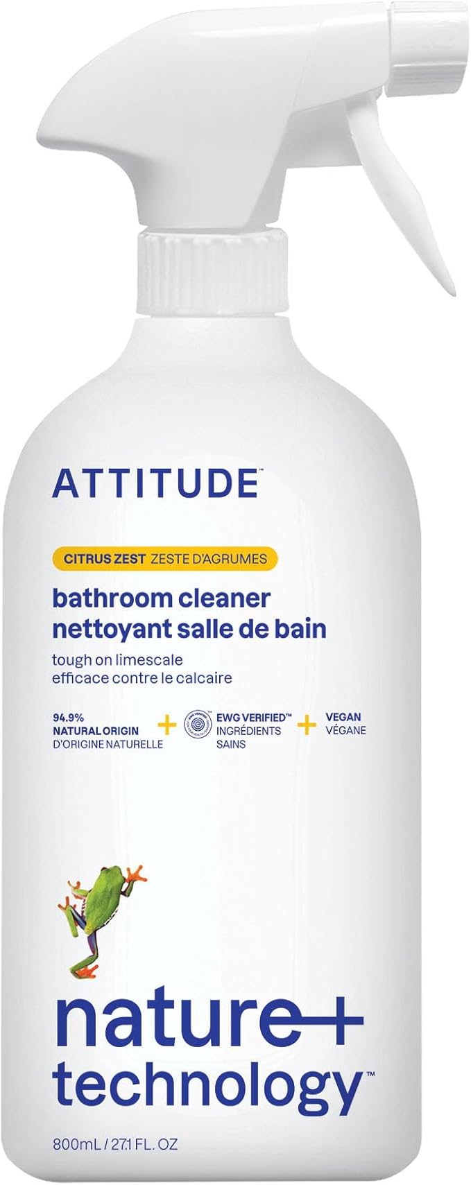 ATTITUDE Bathroom Cleaner Spray, EWG Verified, Plant-Based & Vegan, Safe by ATTITUDE