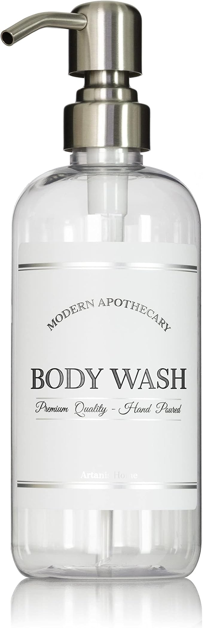 Refillable Clear PET Plastic 16 oz Body Wash Bottle by ArtanisHome