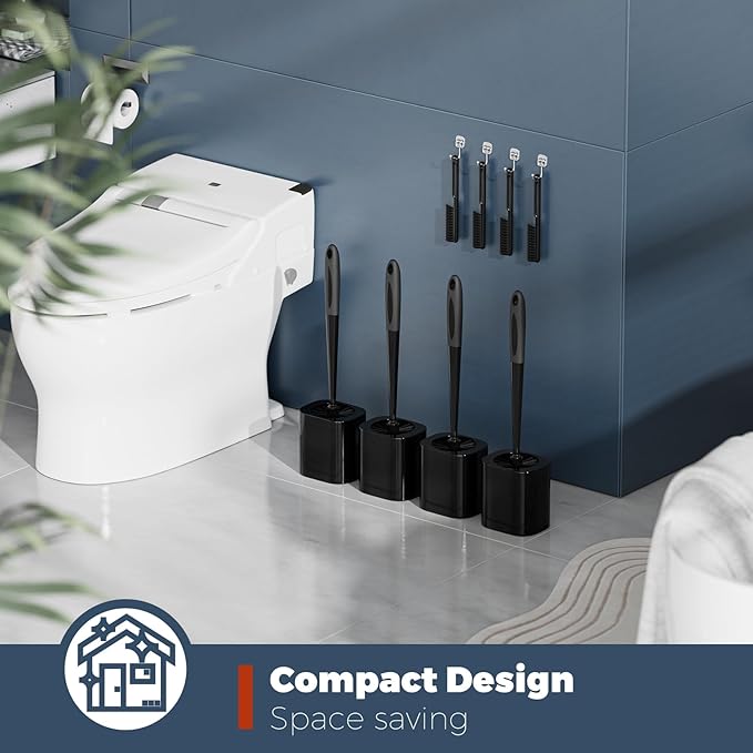 Toilet Brush, 4 Pack Toilet Brush and Holder Set Bathroom Accessories, Toilet - Image 7