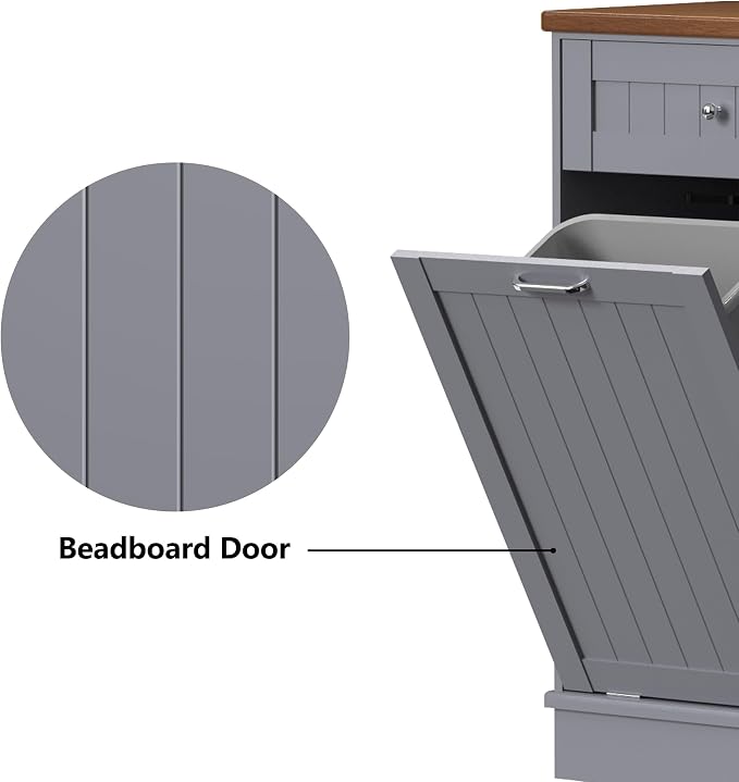 Betterhood Tilt Out Trash Cabinet 10 Gallon Wooden Free Standing Laundry Sorter - Image 4
