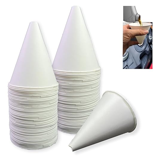 100 Pcs Paper funnels for Motor Oil 6oz Disposable Engine Oil Funnels Paper by Unknown