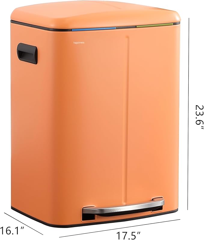 happimess HPM1005K Marco Rectangular 10.6-Gallon Double Bucket Trash Can - Image 4