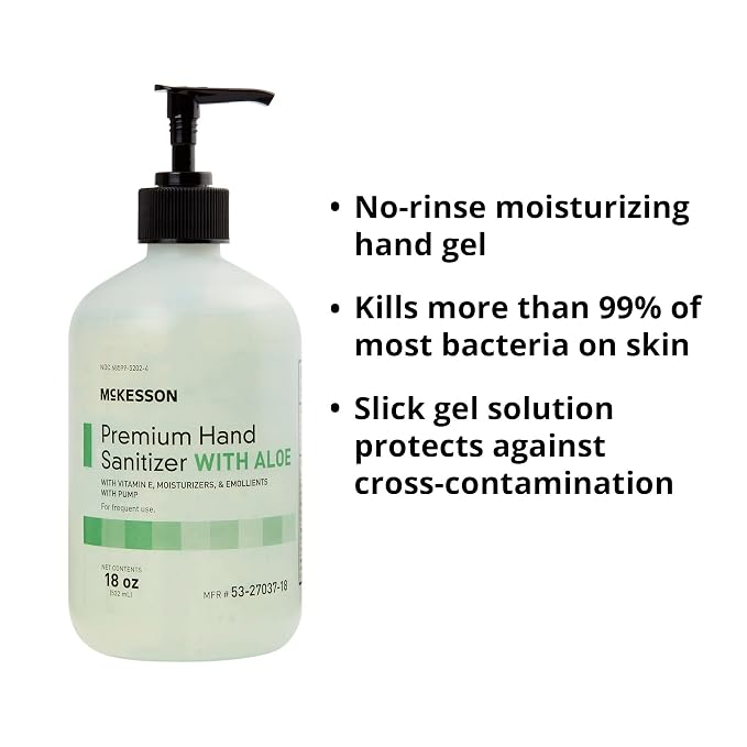 McKesson Hand Sanitizer with Aloe, 18 oz Pump Bottle – Bulk, 70% Ethyl Alcohol - Image 2
