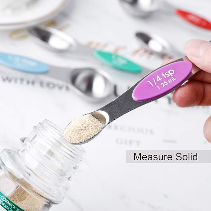 Magnetic Measuring Spoons Set Stainless Steel Stackable Dual Sided Teaspoons - Image 10