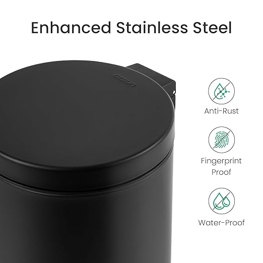 Cesun 1.2 Gallons Small Black Trash Can, Bathroom Garbage Can - Image 3