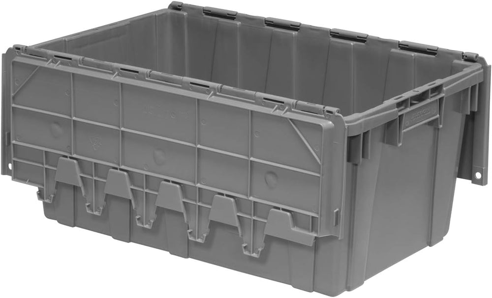 Buckhorn 17G Industrial Plastic Storage Container, Lid Attached, Stackable