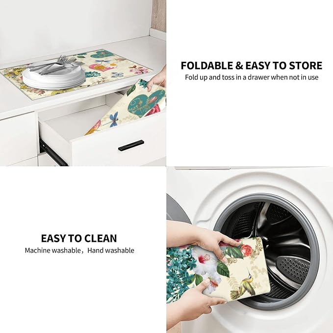 Dish Drying Mat For Kitchen Counter Absorbent Dish Mat Reversible Drainer - Image 9