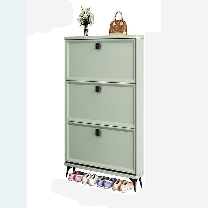 Shoe Rack for Entryway Organizer, Flip Hidden Shoe Cabinet for Entryway Slim Narrow Shoe Storage Cabinet,18-24 Pair Free Standing Tipping Bucket Shoe Rack Organizer with Drawers (Color : Green, Size