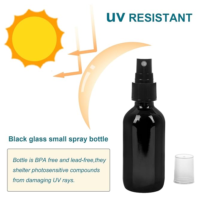 Black Glass Small Spray Bottle 2 oz 24 Packs, Fine Mist Sprayer Small Clear - Image 5