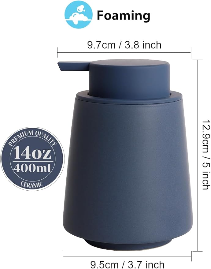 INGOFIN Ceramic Foaming Soap Dispenser -14 oz Foam Hand Soap Dispenser Bathroom - Image 2